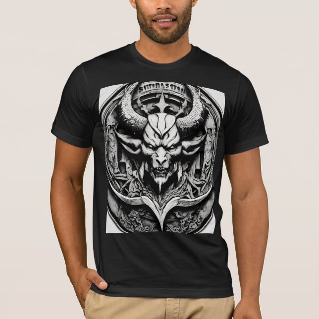 Schwarz-Weiß-Satan-Logo T-Shirt (Vorderseite)
