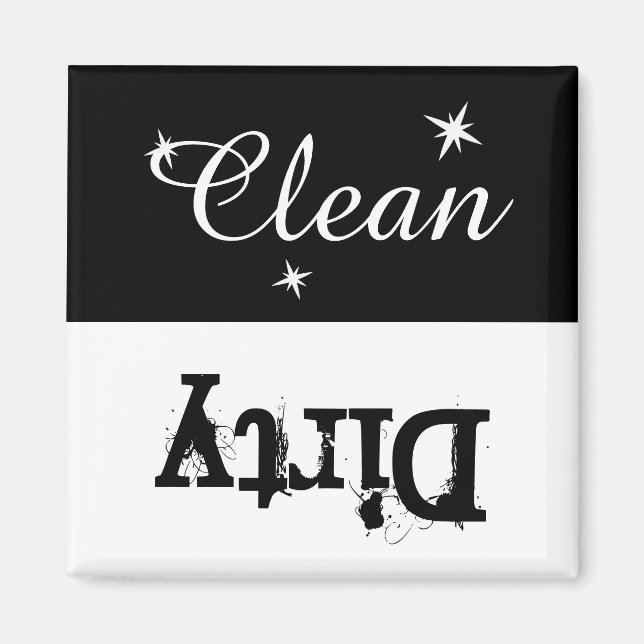 Schwarz-Weiß-Sauberes Magnet für Geschirrspüler (Vorne)