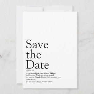 Schwarz-Weiß-Save the Date Definition Save The Date