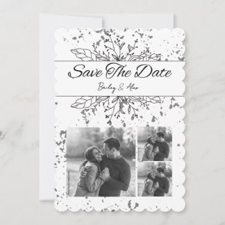 Schwarz-Weiß-Save the Date Einladung zur Hochzeit