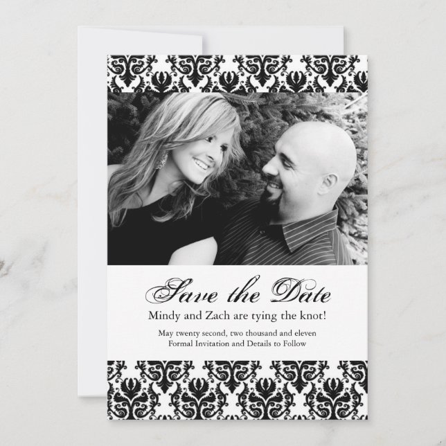 Schwarz-Weiß-Save the Date-Hochzeitsvorlage Save The Date (Vorderseite)