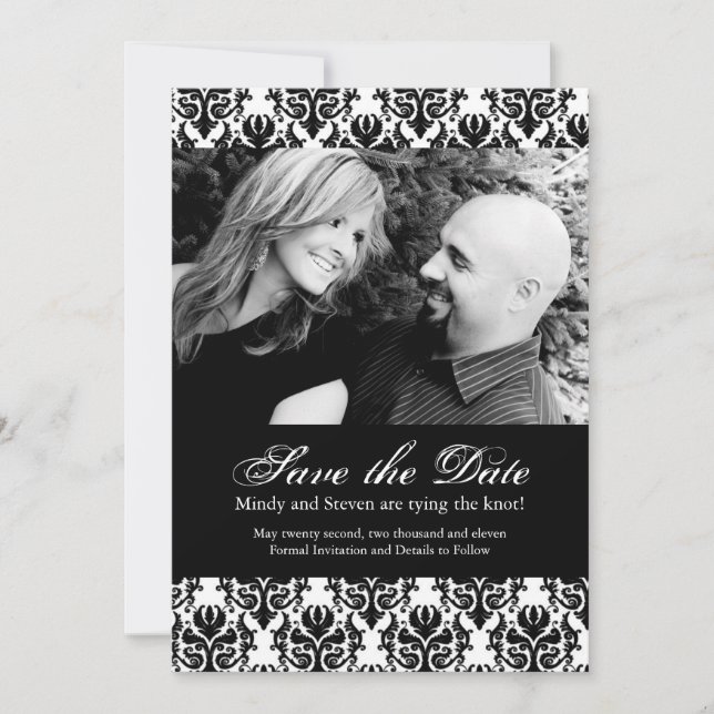 Schwarz-Weiß-Save the Date-Hochzeitsvorlage Save The Date (Vorderseite)