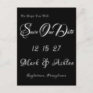 Schwarz-Weiß-Save-the-Date-Postkarte Postkarte