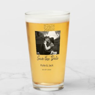 SCHWARZ-WEISS Save the Date QR-Namensdatum orange  Glas