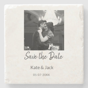 SCHWARZ-WEISS Save the Date QR-Namensdatum orange Steinuntersetzer