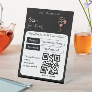 Schwarz-Weiß-Scan für Wi‑Fi-QR-Code-Schild Wi‑Fi Sockelschild