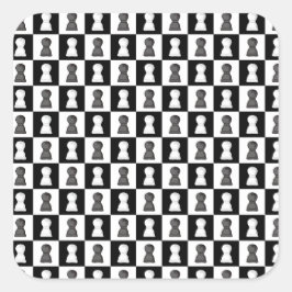 Schwarz-Weiß-Schach-Allover-Schachbrettmuster Quadratischer Aufkleber