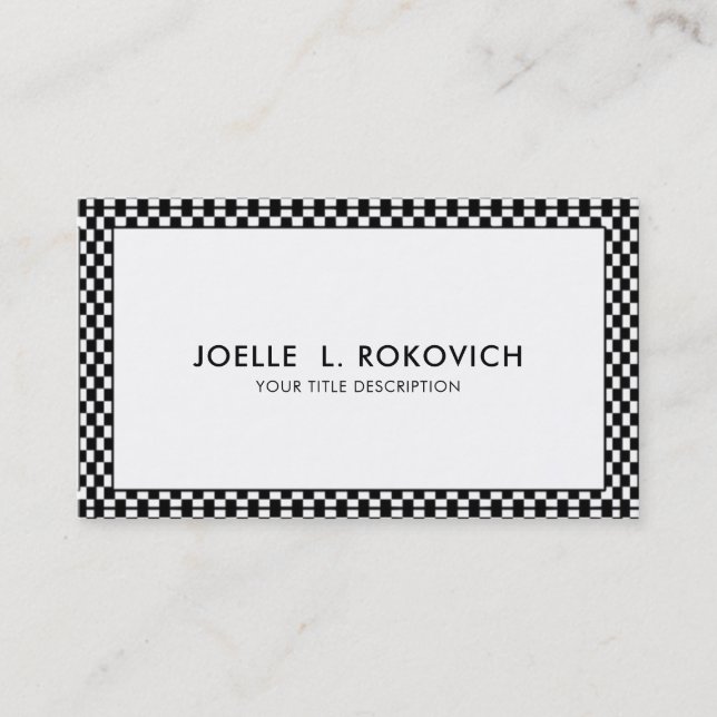 Schwarz-Weiß-Schachbrett-Frame-Generic-Visitenkart Visitenkarte (Vorderseite)
