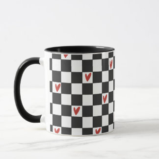 Schwarz-Weiß-Schachbrett-Mug | Moderne Ästhetik Tasse
