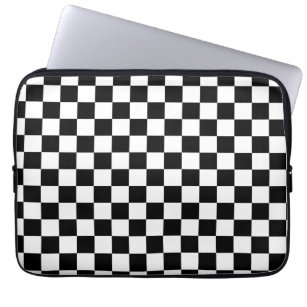Schwarz-Weiß-Schachbrett-Muster Laptopschutzhülle