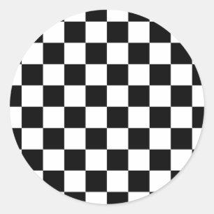 Schwarz-Weiß-Schachbrett Runder Aufkleber