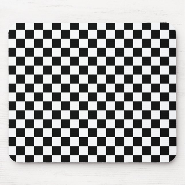 Schwarz-Weiß-Schachbrettmuster Mousepad (Vorne)