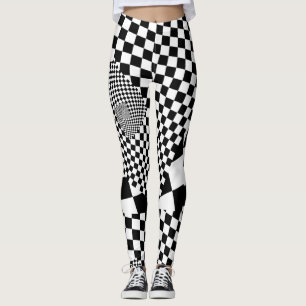Schwarz-Weiß-Schachbrettmuster Spielerisches Muste Leggings