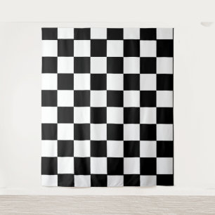 Schwarz-Weiß-Schachbrettmuster Wandteppich