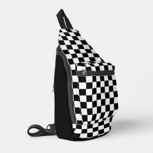 Schwarz-Weiß-Schachmuster Crossbody Bag