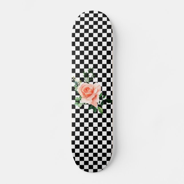 Schwarz-Weiß-Schachtel und Rosa-Rosa-Druck Skateboard (Vorderseite)