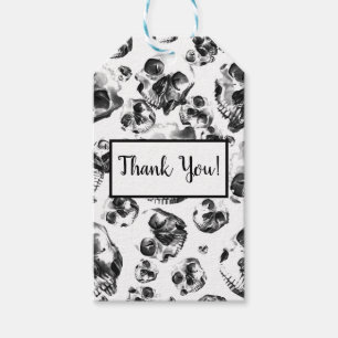 Schwarz-Weiß-Schädel Skelett Schädel Kunst Muster Geschenkanhänger