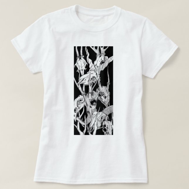 Schwarz-Weiß-Schädel T-Shirt (Design vorne)