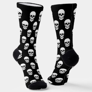 Schwarz-Weiß-Schädelmuster-Silhouette Halloween Socken