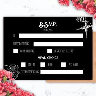 Schwarz-Weiß-Schädeltattoo Hochzeit RSVP