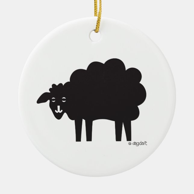 Schwarz-Weiß-Schaf Keramik Ornament (Vorne)