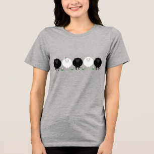 Schwarz-Weiß-Schaf Tri-Blend Shirt
