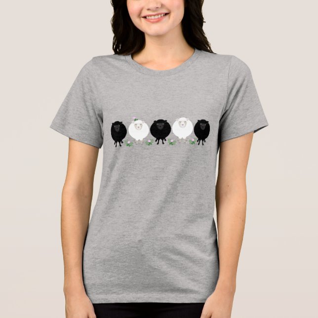 Schwarz-Weiß-Schaf  Tri-Blend Shirt (Vorderseite)