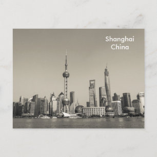 Schwarz-Weiß-Schanghai Vintage-Reise-Tourismus-Wer Postkarte