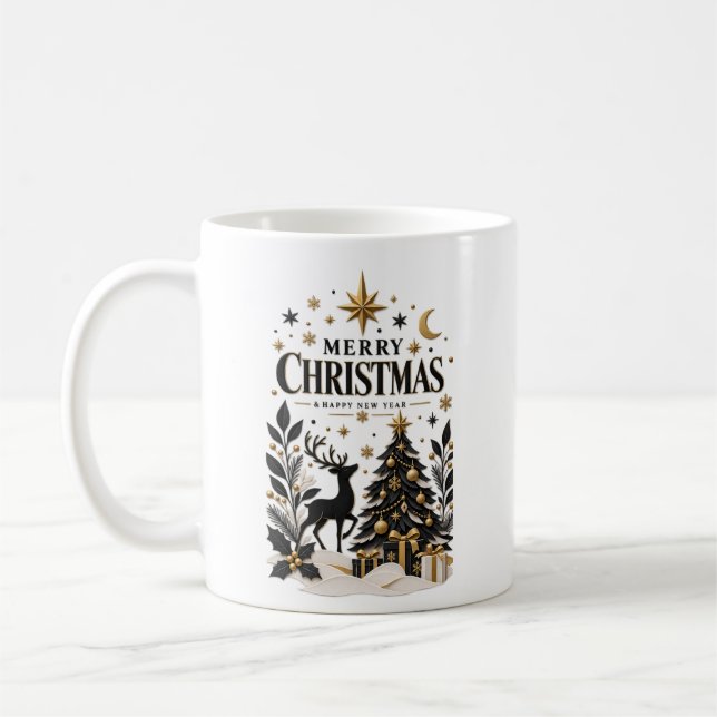 Schwarz-Weiß-Scherenschnittbaum Kaffeetasse (Links)
