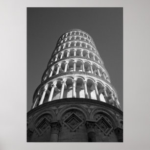 Schwarz-Weiß-Schiefer Turm von Pisa Italien Poster
