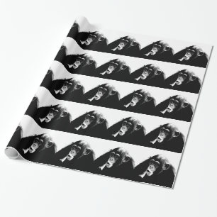 Schwarz Weiß Schimpanse Geschenkpapier