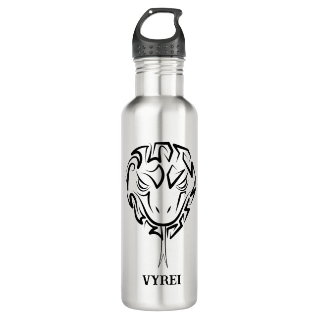 Schwarz-Weiß-Schlange Edelstahlflasche (Vorderseite)