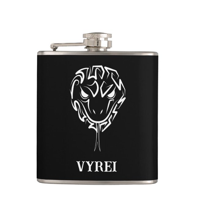 Schwarz-Weiß-Schlange Flachmann (Vorderseite)