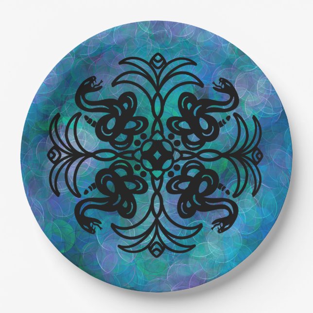 Schwarz-Weiß-Schlange Pappteller (Vorderseite)