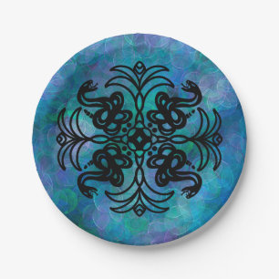 Schwarz-Weiß-Schlange Pappteller