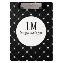 Schwarz-Weiß-Schleifen-Monogramm Klemmbrett