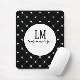 Schwarz-Weiß-Schleifen-Monogramm Mousepad