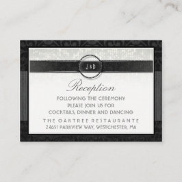 Schwarz-Weiß-Schlichtheit Art-Deco-Empfang-Karte Begleitkarte