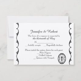 Schwarz-Weiß-Schlüssel für die Hochzeitsreaktion RSVP Karte