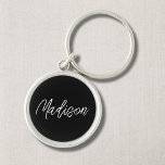 Schwarz-Weiß-Schlüsselanhänger Schlüsselanhänger<br><div class="desc">Schlüsselanhänger für Black Script Individuelle Name.</div>