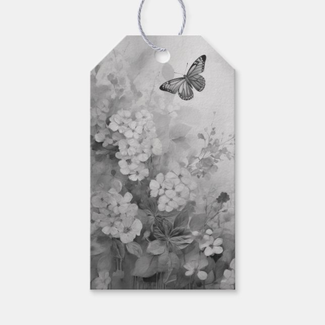 Schwarz-Weiß-Schmetterling Geschenkanhänger (Vorderseite)