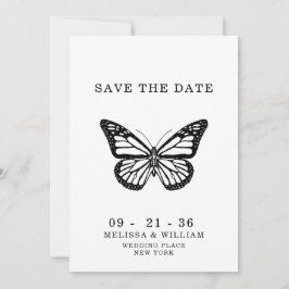 Schwarz-Weiß-Schmetterling Hochzeit Save The Date