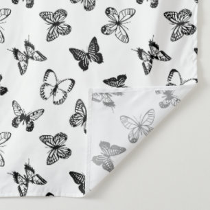Schwarz-Weiß-Schmetterling Illustration Weiß  Wandteppich