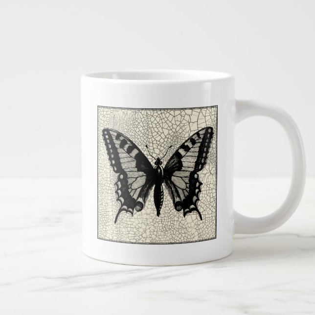 Schwarz-Weiß-Schmetterling im Hintergrund Jumbo-Tasse (Rechts)
