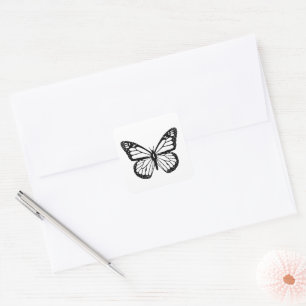 Schwarz-Weiß-Schmetterling Quadratischer Aufkleber