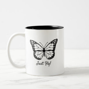 Schwarz-Weiß-Schmetterling-Tasse Zweifarbige Tasse