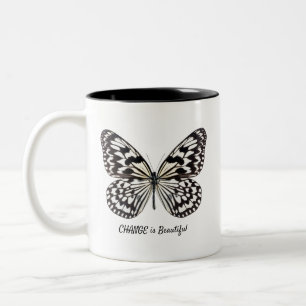 Schwarz-Weiß-Schmetterling-Tasse Zweifarbige Tasse