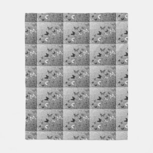 Schwarz-Weiß-Schmetterlinge Fleecedecke