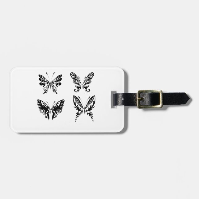 Schwarz-Weiß-Schmetterlinge Gepäckanhänger (Vorderseite horizontal)