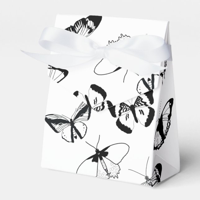 Schwarz-Weiß-Schmetterlinge Geschenkschachtel (Vorderseite)